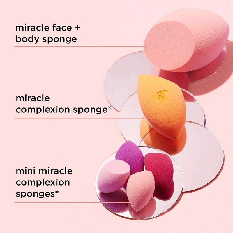 Real Techniques Mini Miracle Complexion Sponge Makeup Blender, Beauty Sponges, 4 Count Real Techniques