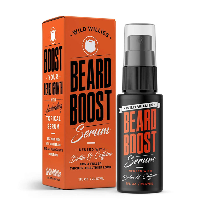 Beard Growth Serum with Biotin & Caffeine – Naturally Powerful, Full, Thick, Masculine Facial Hair Treatment infused with Biotin and Caffeine for Men by Wild Willies Wild Willies
