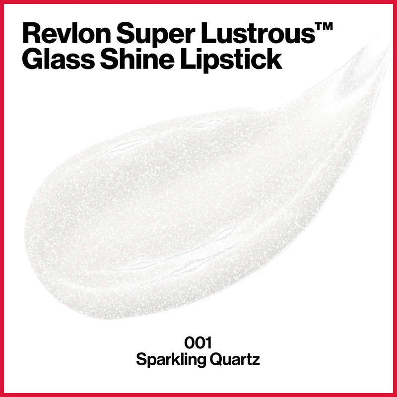 REVLON Super Lustrous Glass Shine Lipstick, Flawless Moisturizing Lip Color with Aloe, Hyaluronic Acid and Rose Quartz, Sparkling Quartz (001), 0.15 oz REVLON
