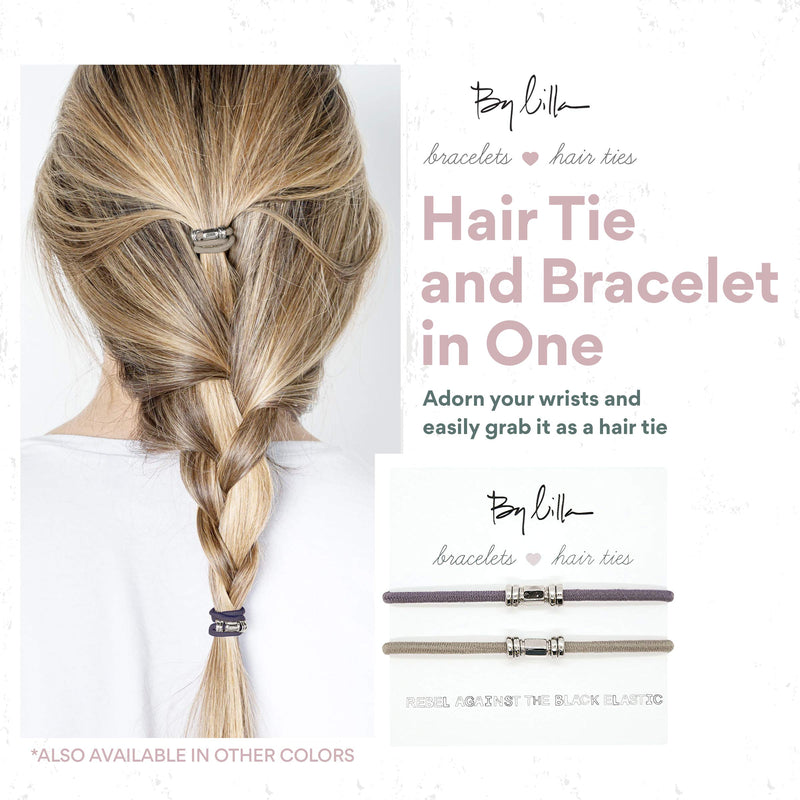By Lilla Barre Elastic Hair Ties and Bracelets | Set of Two Hair Tie-Bracelets | Hair Accessories for Women | No Crease Hair Ties & Women’s Bracelets (Silver (Starfish/Bellflower)) By Lilla