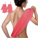 EvridWear Exfoliating Back Scrubber with Handles two sides for Body Shower Deep Cleans Skin Massages Invigorating Blood Circulation Men Women One Size (Back Scrubber + Heavy Gloves Pink) Evridwear