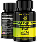 Calcium Supplements 1200mg for Women & Men with Vitamin D3 K2 + Magnesium Glycinate & Zinc | D3 10,000 IU | K2 200mcg | Magnesium 200mg | Zinc 20mg | Bone, Muscle & Immune Support - Vegan - Non-GMO Infinity Warehouse