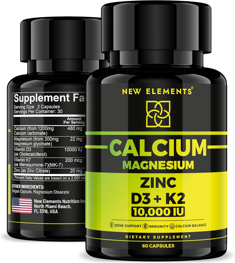 Calcium Supplements 1200mg for Women & Men with Vitamin D3 K2 + Magnesium Glycinate & Zinc | D3 10,000 IU | K2 200mcg | Magnesium 200mg | Zinc 20mg | Bone, Muscle & Immune Support - Vegan - Non-GMO Infinity Warehouse