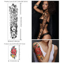 Full Arm Waterproof Temporary Tattoos 8 Sheets and Half Arm Shoulder Tattoo 10 Sheets, Extra Large LastingTattoo Stickers for Girls and Women (22.83"X7.1") Yazhiji