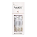KISS imPRESS Press-On Manicure, Nail Kit, PureFit Technology, Short Press-On Nails, Square, Knock Out, Includes Prep Pad, Mini File, Cuticle Stick, and 30 Fake Nails KISS