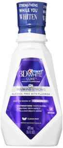 Crest 3D White Luxe Diamond Strong Anticavity Fluoride Mouth Rinse Clean Mint 16 Oz, (Pack of 2) Crest