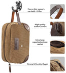 emissary Men's Toiletry Bag Leather and Canvas Travel Toiletry Bag Dopp Kit for Men Shaving Bag for Travel Accessories (Brown) emissary