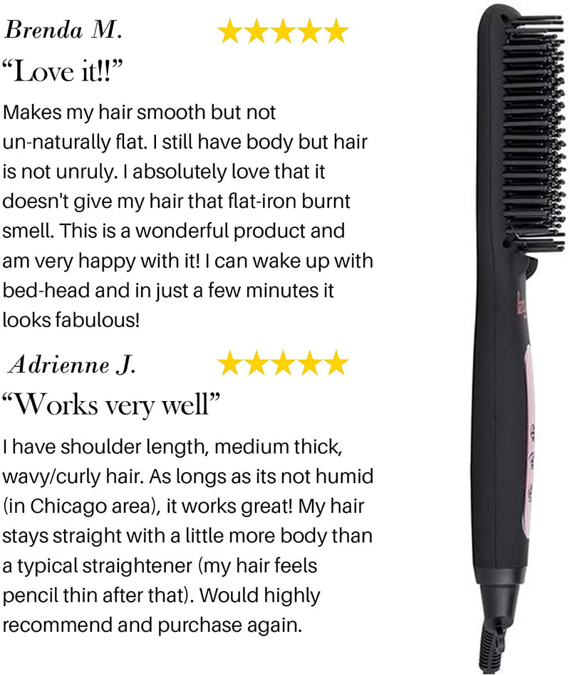 LâAnge Hair Le Vite Hair Straightening Brush | Double Negative Ion Technology for Smooth, Frizz-Free Hair | Easy, Quick Sleekness and Shine | Dual-Voltage Hair Straightener for All Hair Types (Black) l'ange