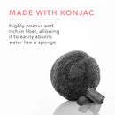 100% PURE Konjac Sponge, Charcoal, Facial Cleansing Brush, Exfoliating Brush for Face, Made with Bamboo Charcoal, Facial Brush for Sensitive Skin - 1 Piece 100% PURE