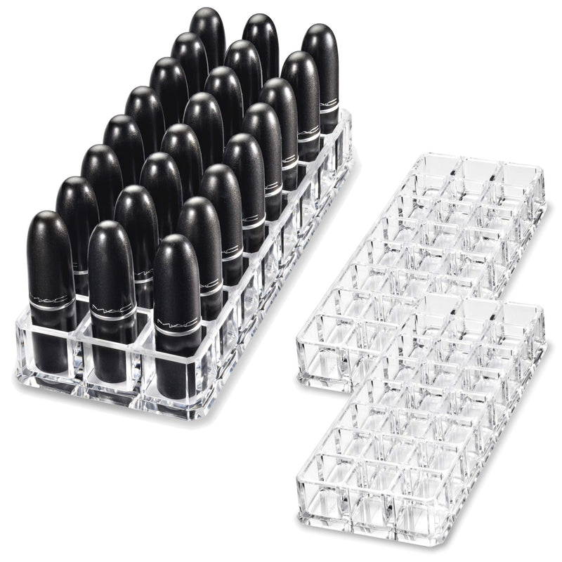 byAlegory (Set Of 2) Acrylic Lipstick Makeup Organizers 24 Space Beauty Storage Refillable Cosmetic Container - Clear BY ALEGORY