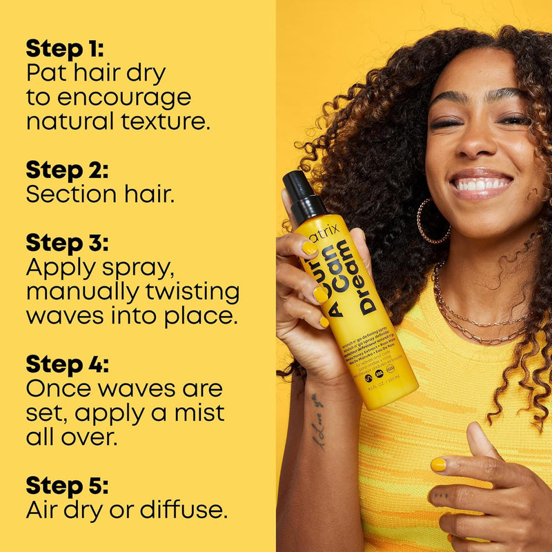 Matrix A Curl Can Dream Scrunch N' Go Defining Spray For Wavy and Curly Hair, Frizz Control and Heat Protection Hair Spray, With Manuka Honey Extract Infinity Warehouse