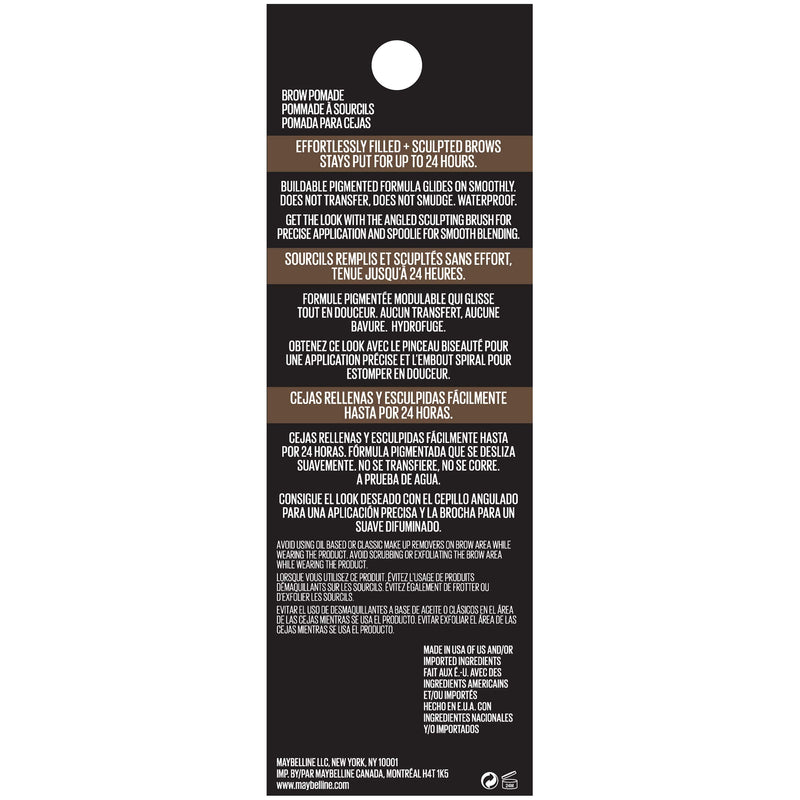 Maybelline TattooStudio Brow Pomade Long Lasting, Buildable, Eyebrow Makeup, Medium Brown, 1 Count Maybelline New York