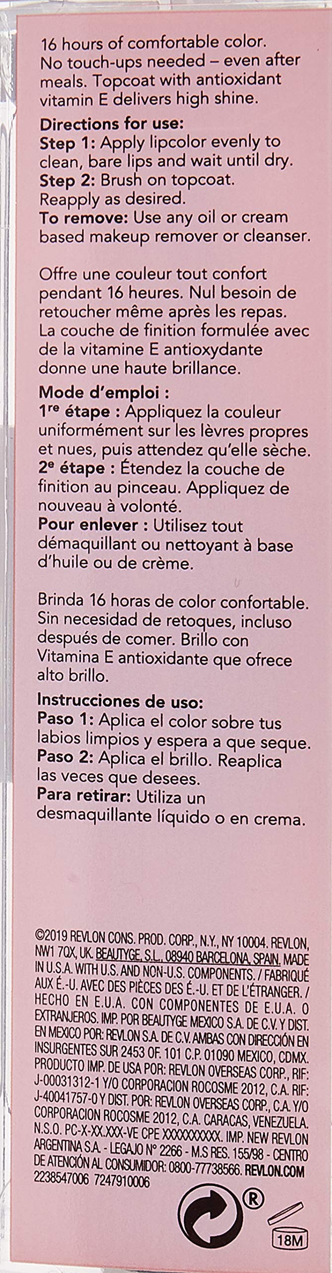 Revlon ColorStay Overtime Lipcolor, Dual Ended Longwearing Liquid Lipstick with Clear Lip Gloss, with Vitamin E in Red / Coral, Cherry Time (580), 0.07 oz REVLON