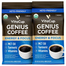 VitaCup Genius Ground Keto Coffee w/Turmeric, MCT Oil, B Vitamins, D3, Ground Coffee Medium Dark Roast, Bold & Smooth, 100% Arabica Coffee Grounds, 11 oz Infinity Warehouse