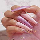 Makartt 24Pcs Extra Long Press on Nail Kit, XXL Ultra Long Pink Matte Glitter Holographic Acrylic Nail Tips False Nails 12 Sizes with Nail Glue Nail Stick Adhesive Tabs Manicure for DIY Nail Art Salon Makartt