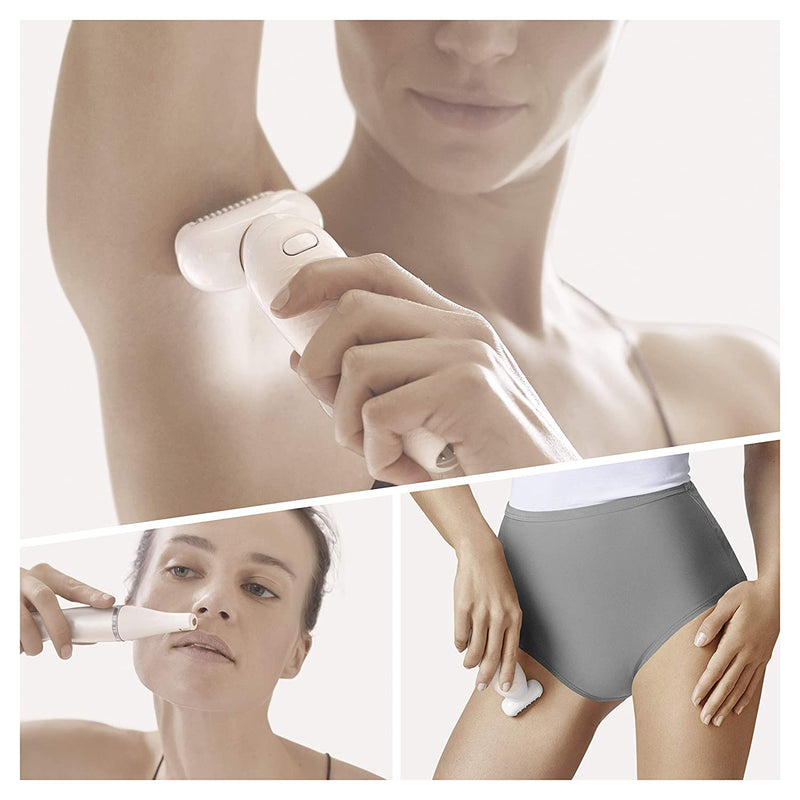 Braun Epilator Silk-épil 9 Flex 9-300 Beauty Set, Facial Hair Removal for Women, Shaver & Trimmer, Cordless, Rechargeable, Wet & Dry, FaceSpa Braun Store