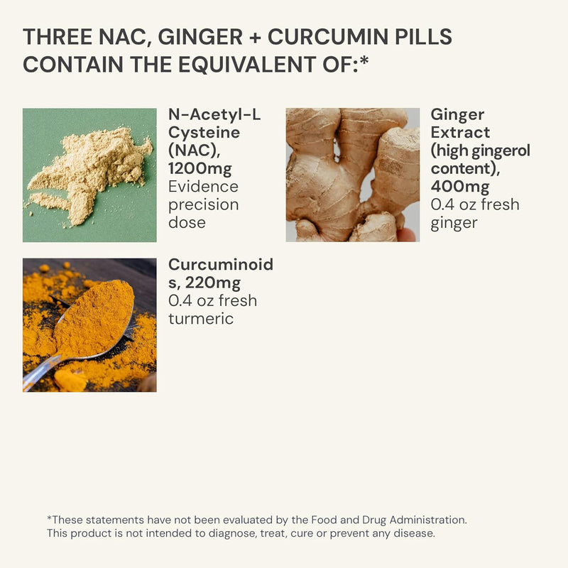 Blueprint Bryan Johnson NAC Supplement - Promotes Stress Relief, Immune System Function, Respiratory Health - Includes N-Acetyl-L-Cysteine, Ginger, Curcuminoids - Detoxifying - Vegan (30 Servings) Infinity Warehouse
