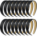 EAONE 16Pc Black Satin Headbands for Women Wide Head bands Fashion Hard Headbands No Slip Headbands for Girls DIY Headbands 1.2 Inch EAONE