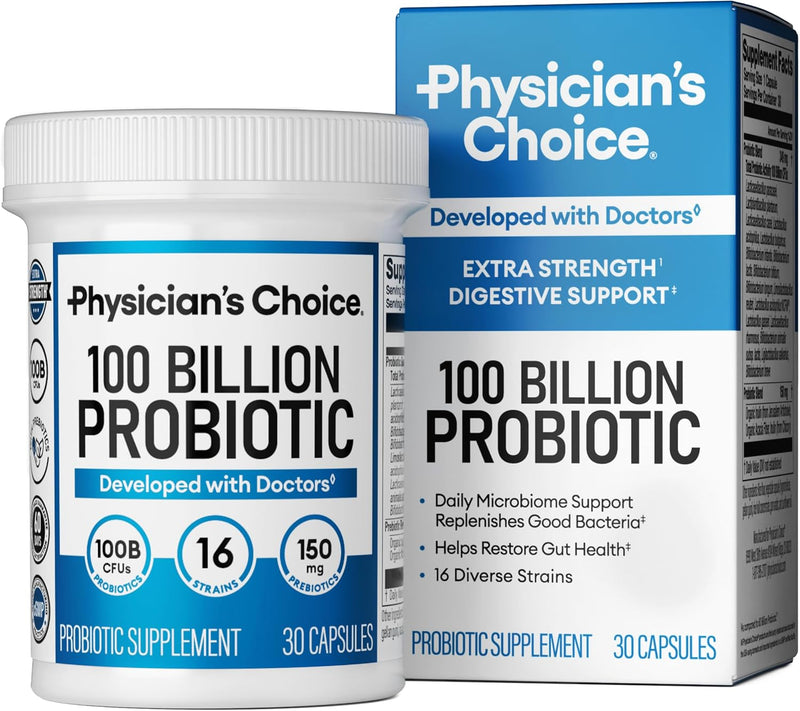 Physician's CHOICE 100 Billion Advanced Probiotic - 16 Strains + Organic Prebiotics - Digestive & Gut Health - Supports Occasional Constipation, Diarrhea, Gas & Bloating - Probiotics for Women & Men Infinity Warehouse
