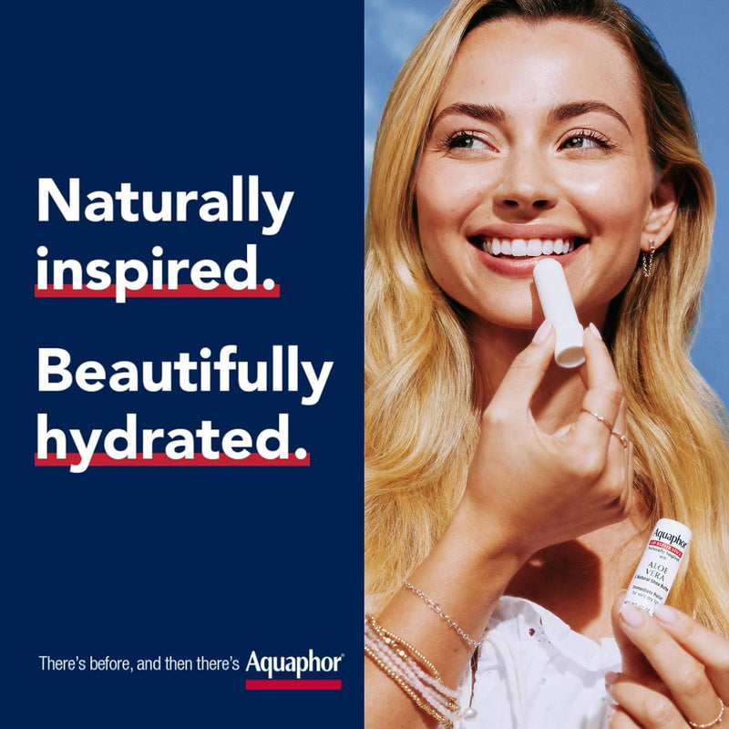 Aquaphor Naturally Inspired Lip Repair Stick with Aloe Vera and Natural Shea Butter, Hydrating Lip Balm Stick Immediately Relieves Dryness and Soothes Chapped Lips, 0.17 Oz Stick, Pack of 3 Infinity Warehouse