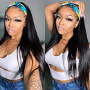 Headband Wig Human Hair for Black Women Straight Natural Hair None Lace Front Wigs Brazilian Virgin Human Hair Wigs with Headband Attached Glueless 150% Density Natural Black Color 22 Inch Benafee Store