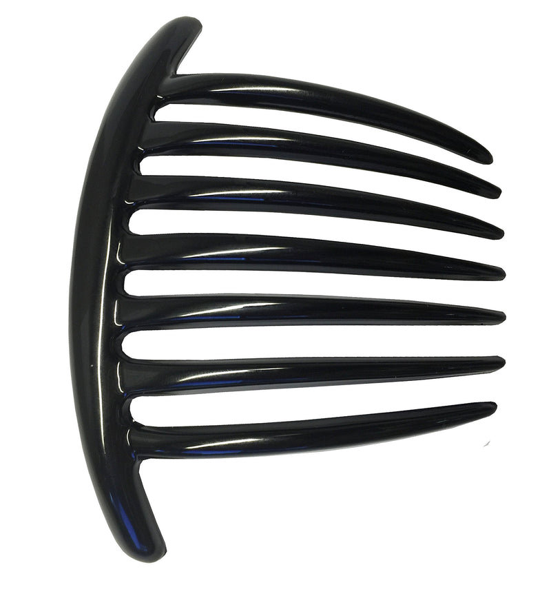 Parcelona French Twist 7 Teeth Large Black Set of 2 Celluloid Flexible Durable French Side Hair Comb Large 4'' No Slip Styling Paris Hair Accessories for Women and Girls, Made in France (Black) Parcelona