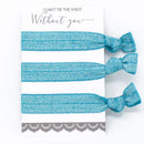 Bachelorette Hair Ties Set No Crease Ribbon Elastics Ouchless Ponytail Holders Hair Bands for Bachelorette Gift Bridesmaid Gift Bride Showers (6 Pack, Glitter Turquoise) Mebel Lola