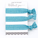 Bachelorette Hair Ties Set No Crease Ribbon Elastics Ouchless Ponytail Holders Hair Bands for Bachelorette Gift Bridesmaid Gift Bride Showers (6 Pack, Glitter Turquoise) Mebel Lola
