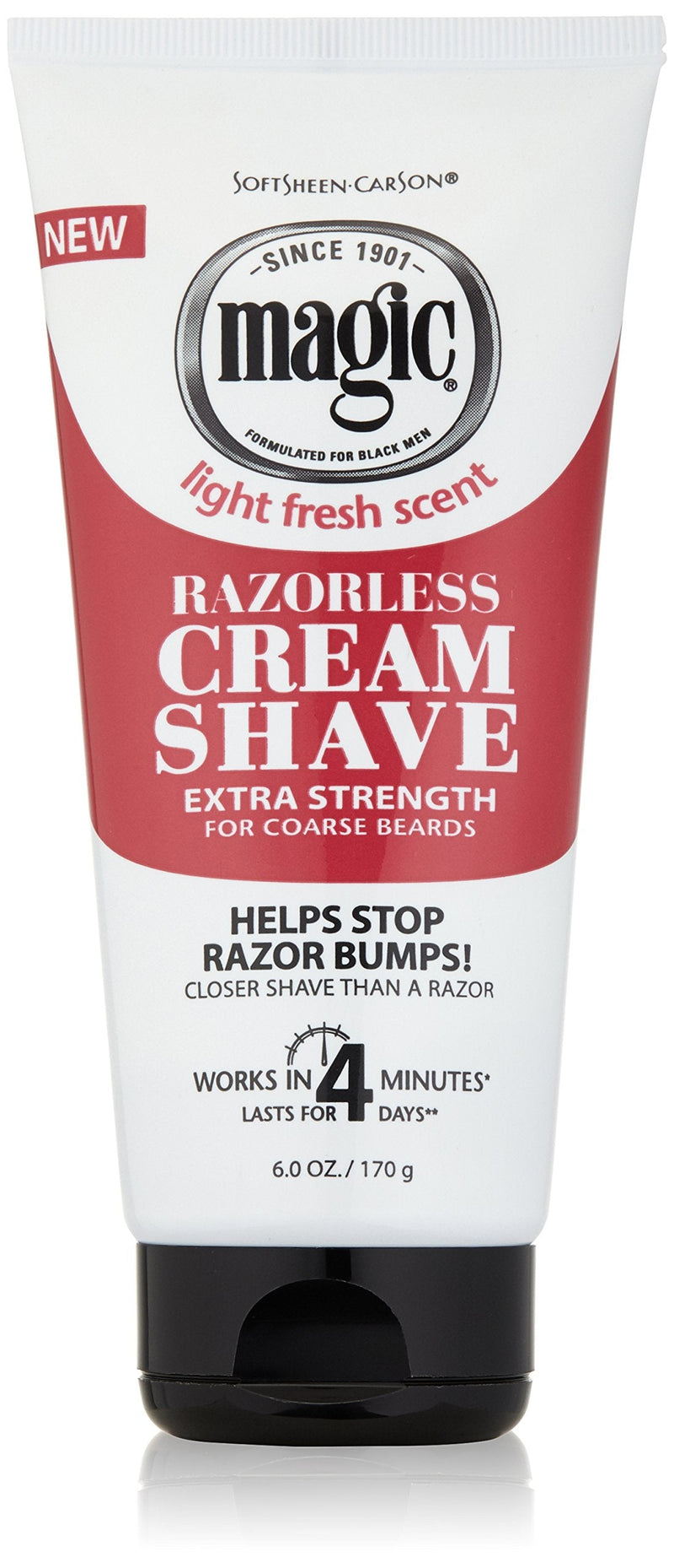 SoftSheen-Carson Magic Razorless Shaving Cream for Men, Hair Removal Cream, Extra Strength for Coarse Beards, No Razor Needed Depilatory Cream Works in 4 Minutes for Coarse Hair, 6 oz SoftSheen-Carson