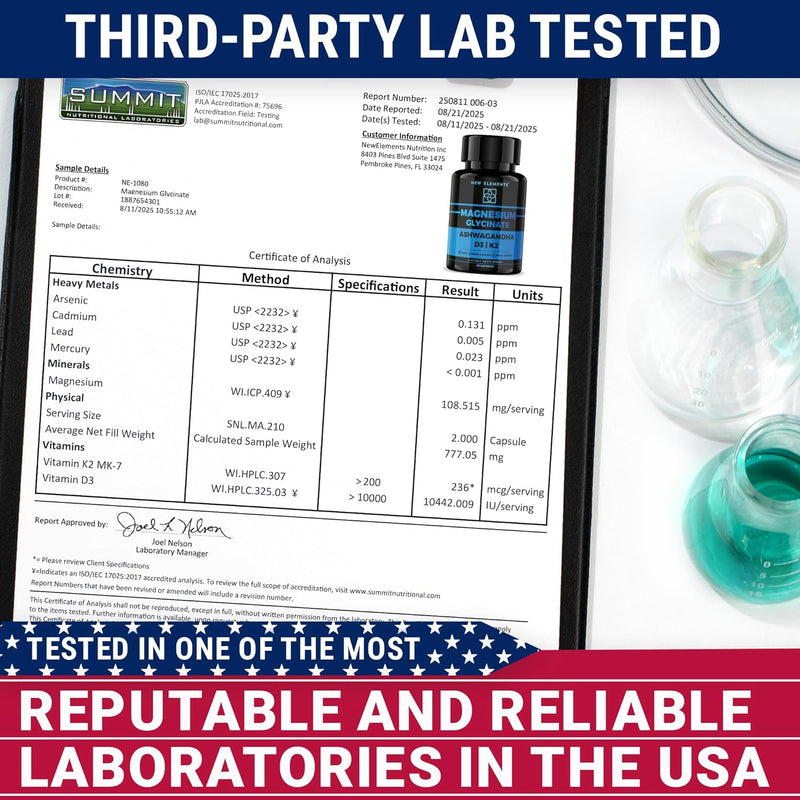 Magnesium Glycinate 1500mg with Ashwagandha 300mg + Vitamin D3 10,000 IU & K2 (MK-7) 200mcg – Stress Relief, Calm Mood & Bone Support – High Absorption Vegan Capsules – Non-GMO Infinity Warehouse