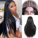UNice Hair U Part Human Hair Wigs Straight Hair Middle Part Wig for Black Women, Brazilian Virgin Hair Glueless U Shape Clips in Half Wig 150% Density 12inch UNICE Store