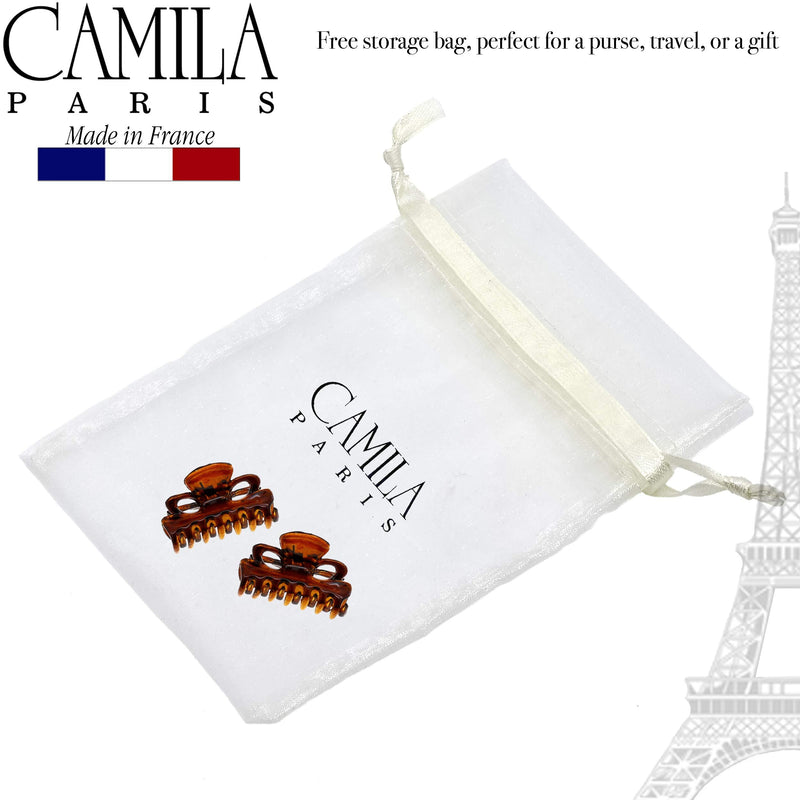 Camila Paris CP2628/2 French Hair Clips for Women, Set of 2 Small 1 inch Girls Hair Claw Clips Jaw Fashion Durable and Styling Hair Accessories for Women, Made in France with Cellulose Camila