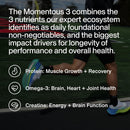 Momentous Three - Creatine Monohydrate Powder (30 Servings), Grass-Fed Whey Protein Powder (Unflavored) & Omega-3 Fish Oil 1600mg - Daily Essentials for Strength, Performance & Lean Muscle Recovery Infinity Warehouse