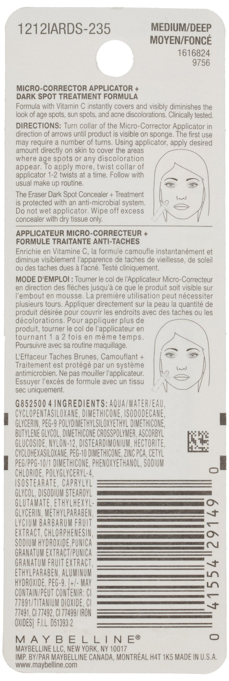 Maybelline New York Instant Age Rewind Eraser Dark Spot Concealer Plus Treatment, Medium/Deep, 0.2 Fluid Ounce Maybelline New York