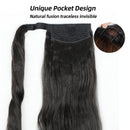 Stamped Glorious 24 Inch Long Body Wave Ponytail hair Extension Synthetic Heat Resistant Wrap Around Drawstring Curly Wavy Ponytail Hairpieces for Women(24Inch, 2