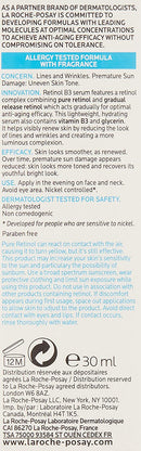 La Roche-Posay Pure Retinol Face Serum with Vitamin B3. Anti Aging Face Serum for Lines, Wrinkles & Premature Sun Damage to Resurface & Hydrate. Suitable for Sensitive Skin, 1.0 Fl. Oz La Roche-Posay