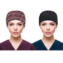 QBA Adjustable Working Cap with Button, 2 PCS, Cotton Working Hat Sweatband, Elastic Bandage Tie Back Hats for Women & Men, One Size, Black + Floret Wine QBA