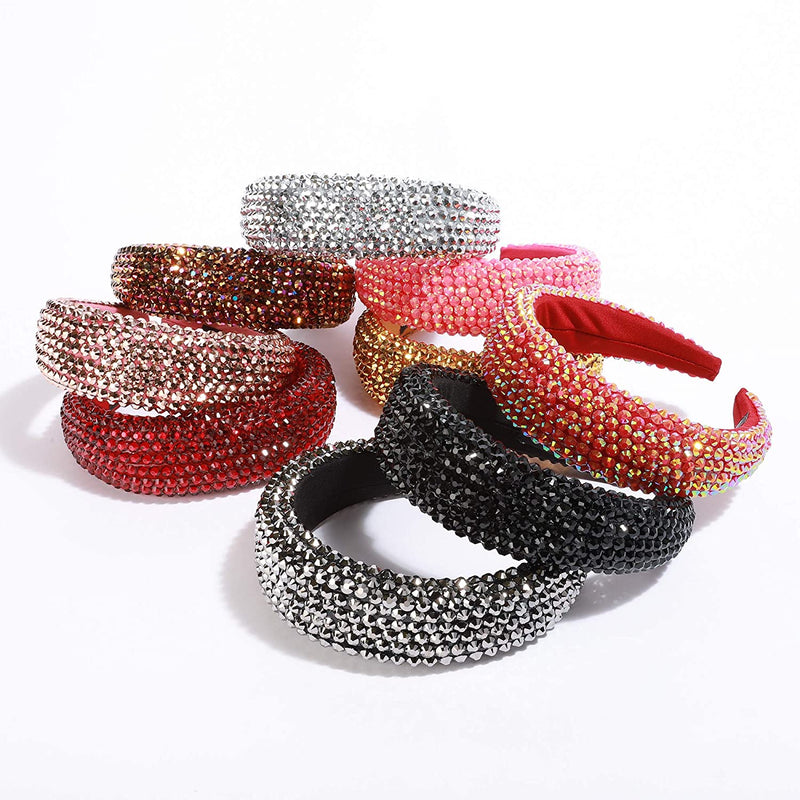 SP SOPHIA COLLECTION Women's Sparkling Crystal Padded Rhinestone Wide Bejeweled Hair Headband Party Hairband Hair Accessories in Black SP Sophia Collection Store