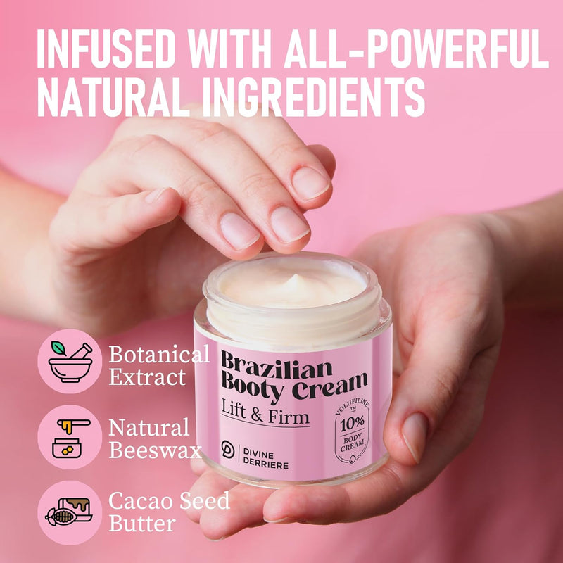 Divine Derriere Brazilian Body Butter Cream, Lift and Firm Body Cream with Volufiline Helps Reduce the Appearance of Cellulite for a Lifted and Firm-looking Derriere, Bum Bum Cream, 50ml Infinity Warehouse