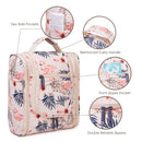 Hanging Travel Toiletry Bag Cosmetic Make up Organizer for Women and Men (Medium, Beige Bird) Narwey