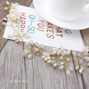 Aukmla Bride Wedding Hair Vines White Pearl Hair Accessories Crystal Rhinestone Hair Piece for Bride and Bridesmaids HV-24 (Gold) Aukmla