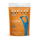 GRIN Tongue Cleaner, 32 Count, Disposable Tongue Cleaner, Hygienic Scraper, Recycled Plastic, Clean Tongue, Promote Fresh Breath, Includes Safe Fold- Back Tooth Pick (Pack of 3) Infinity Warehouse
