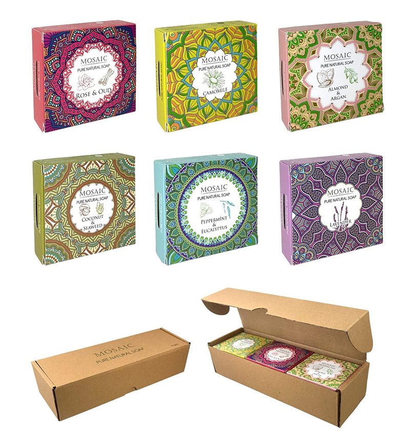 Mosaic All Natural Soaps w/ Organic Ingredients, Shampoo Bar Soap, Vegan Soap, Cold Pressed, Hand Soap, Body Soap Bars for Men and Women, Moisturizing, Soap Bar Gift Set 4.0 oz (PREMIUM 1) AnatoliaDaphne