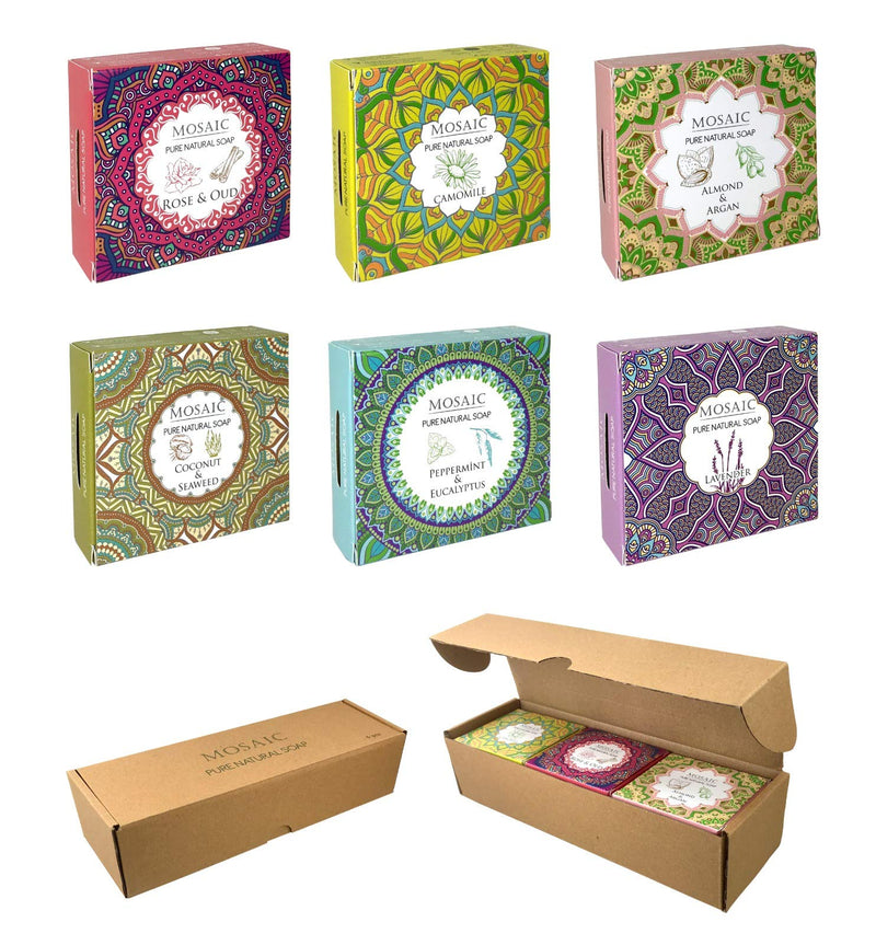 Mosaic All Natural Soaps w/Organic Ingredients, Shampoo Bar Soap, Vegan Soap, Cold Pressed, Hand Soap, Body Soap Bars for Men and Women, Moisturizing, Soap Bar Gift Set 4.0 oz (PREMIUM 1) AnatoliaDaphne