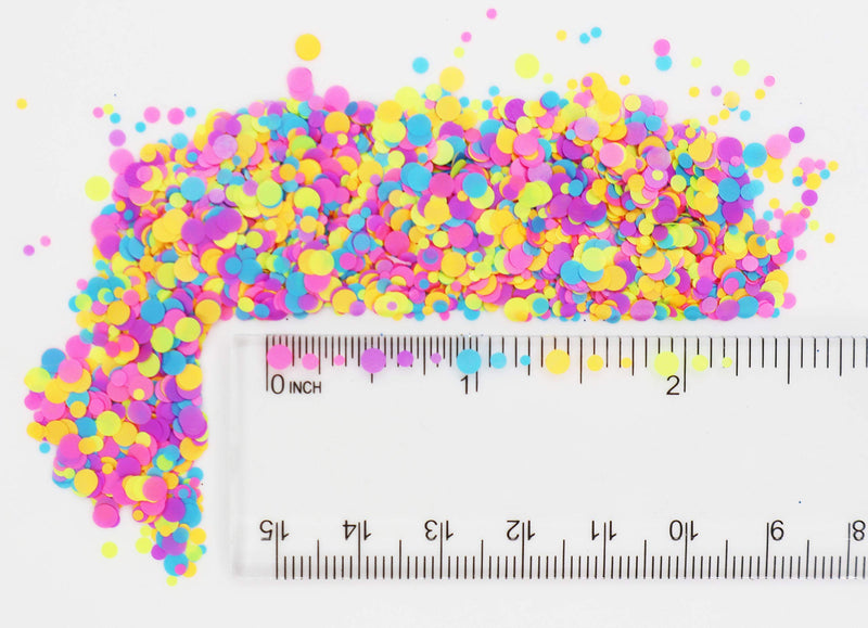 Chunky Circle - Rainbow Matte - Cosmetic Grade Chunky Glitter - Multi-Size Circle Shape - Festival Rave Makeup Face Body Nails Resin Arts & Crafts - Solvent Resistant Electric Bliss Beauty