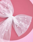 xo, Fetti Bachelorette Party Decorations Pearl White Hair Bow - Bride to Be | Bridal Shower Gift, Bridesmaid Favors xo, Fetti