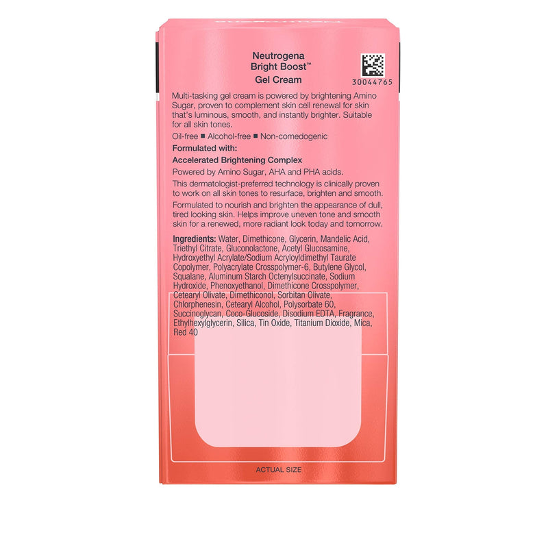 Neutrogena Bright Boost Brightening Moisturizing Face with Skin Resurfacing and Brightening Neoglucosamine for smooth skin Facial with AHA PHA and Mandelic Acids, Gel Cream, 1.7 Fl Oz Neutrogena