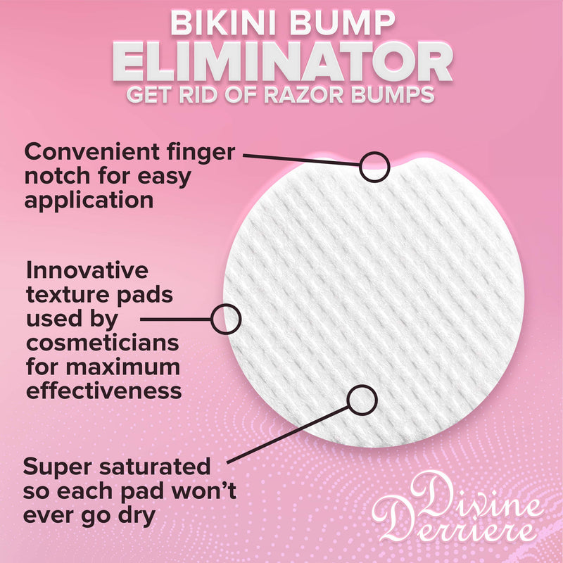 Divine Derriere Ingrown Hair Treatment Pads (Razor Bump Stopper) After Shave Solution to Eliminate Ingrown Hairs and Razor Burns - Ingrown Hair Treatment Pads for Men and Women Divine Derriere