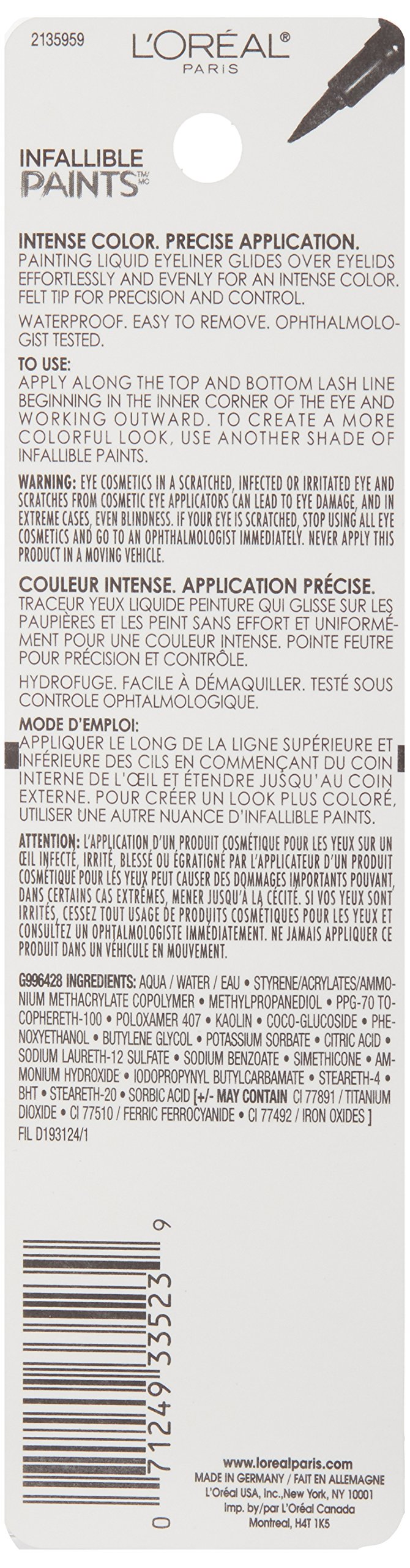 L'Oréal Paris Infallible Paints Eyeliner, White Party, 0.034 fl. oz. L'Oréal Paris