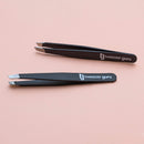 Tweezer Guru Tweezers for Eyebrows - 1 Pack Slant Tip Professional Stainless Steel Eyebrow Tweezers for Women & Men - Great Precision on Brow, Facial Hair & Ingrown Hair (Black) TWEEZER GURU